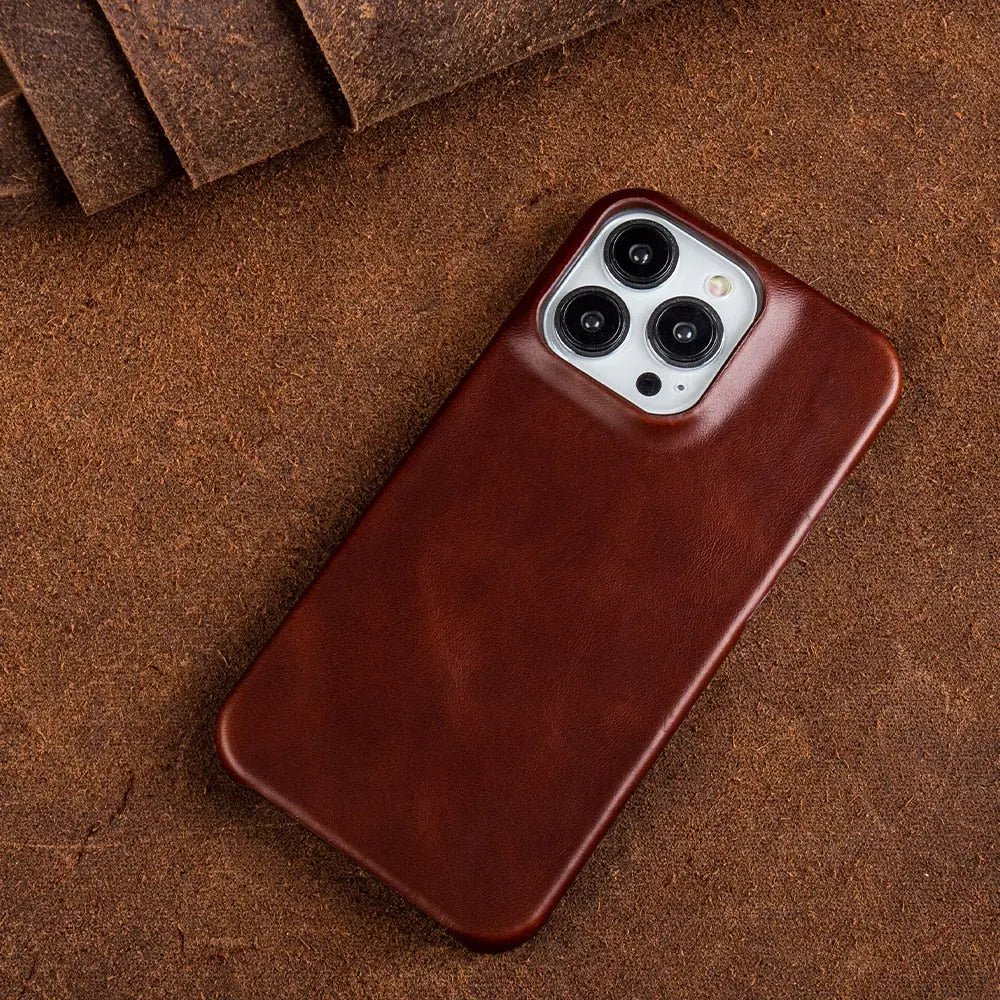 RoyalLeather Handmade Genuine Cowhide Leather iPhone Case Slim Protective Cover