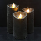LED Rustic LED Candle Set 3 Pieces 10/12.5/15 cm with 3D Flame Remote Timer Various Colors