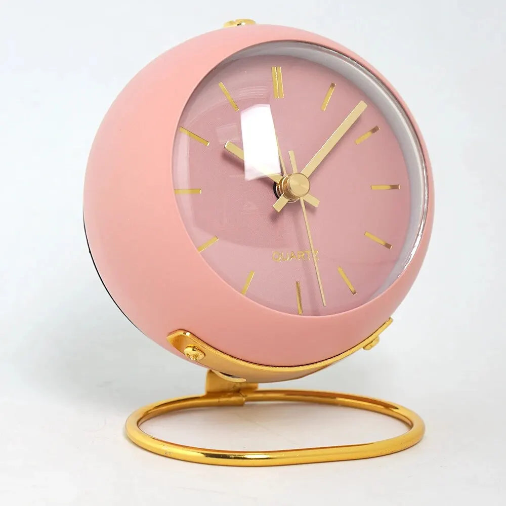 Minimalist Scandinavian Desk Clock Silent Quartz Movement Glowing Hands Metal Plastic Compact Design