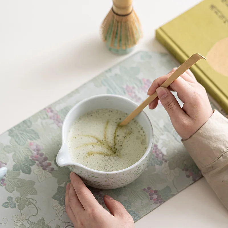 Ceramic Matcha Bowl Set with Whisk Natural Finish Standard Size Traditional Design