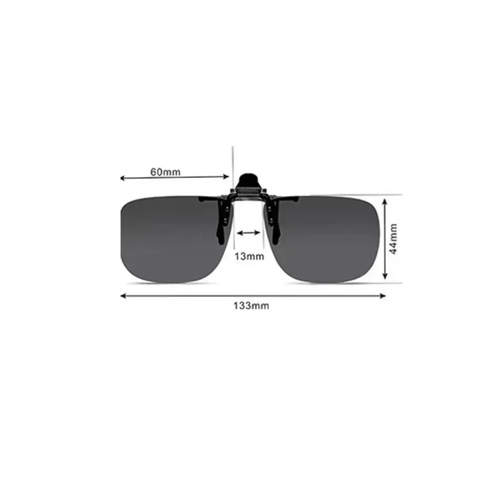 Polarized Clip-On Sunglasses Metal Vintage Square Frame UV400 Lens Glare Protection