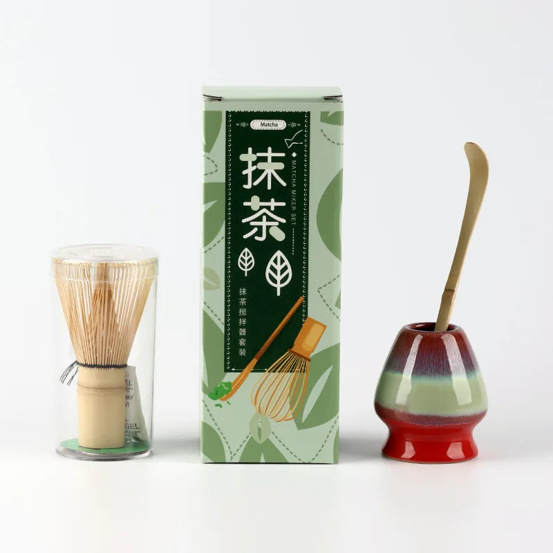 Bamboo Matcha Whisk Set 100-Prong Chasen with Scoop Eco-Friendly Tea Tool