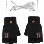 USB Rechargeable Heated Gloves Knitted Fabric One Size Fits Most Adjustable Heat Levels