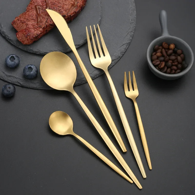 RefinedTable 30-Piece Cutlery Set Stainless Steel Dining Flatware Spoons Forks Knives