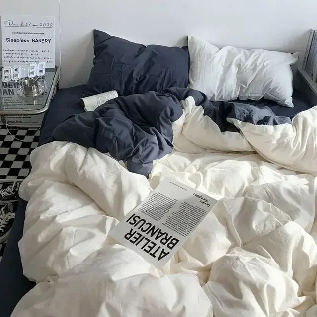 Reversible Bedding Set Soft Breathable Duvet Cover 78x90 Inch Scandinavian Design