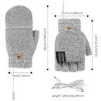 USB Rechargeable Heated Gloves Knitted Fabric One Size Fits Most Adjustable Heat Levels
