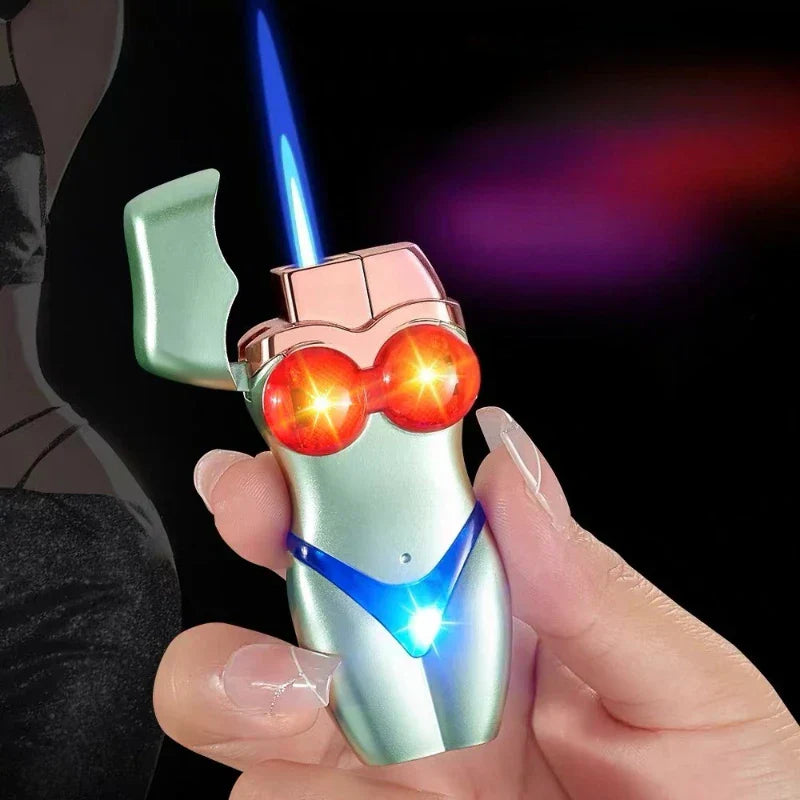Bikini Style Windproof Jet Torch Lighter Metal Lacquered Finish Compact Handheld Novelty Design
