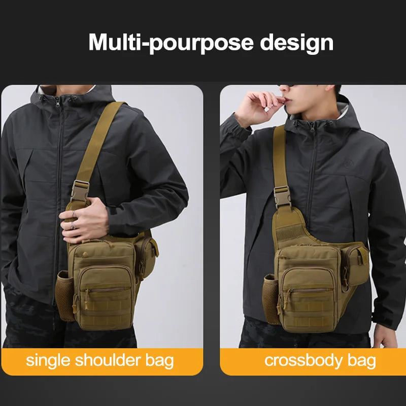 Multi-Pocket Compact Hiking Chest Bag 600D Oxford Nylon Water Resistant Crossbody Shoulder Bag