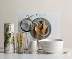 8-Piece Matcha Tea Set Ceramic Bowl Bamboo Whisk Frother Sakura Design Traditional Ceremony