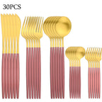 RefinedTable 30-Piece Cutlery Set Stainless Steel Dining Flatware Spoons Forks Knives