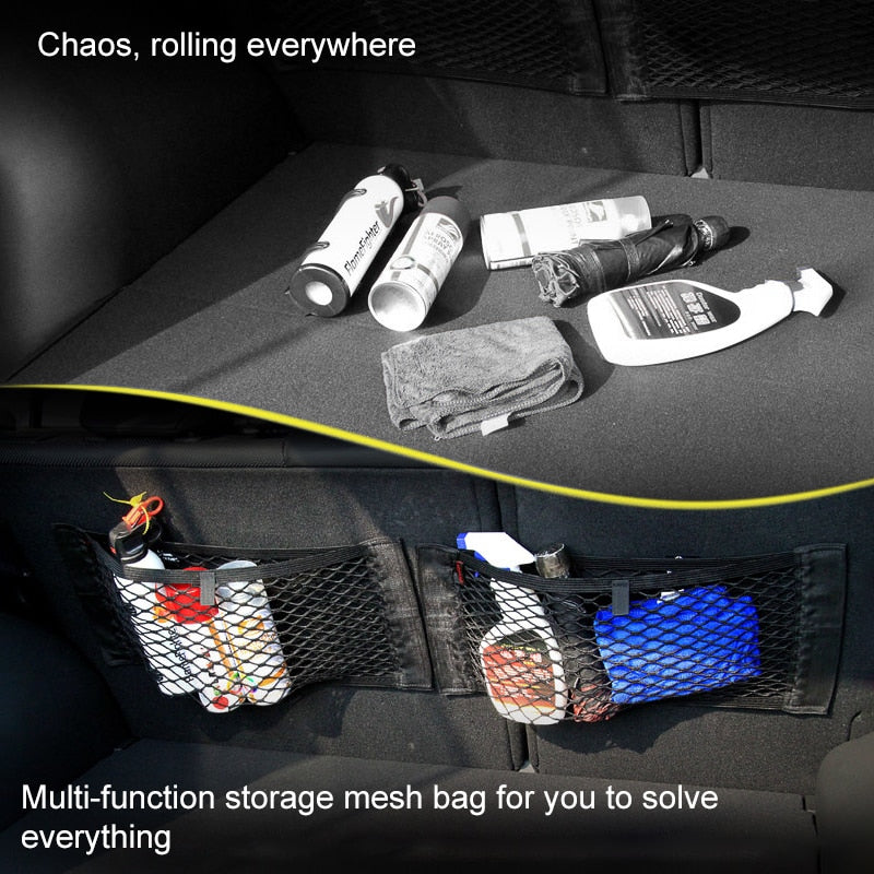Stretchy Elastic Mesh Car Backseat Organizer Net for Vehicle Storage and Tidiness