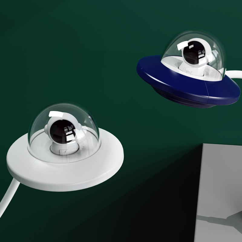 UFO Astronaut Spaceman Flexible LED Night Lamp USB Powered White Light 6000K