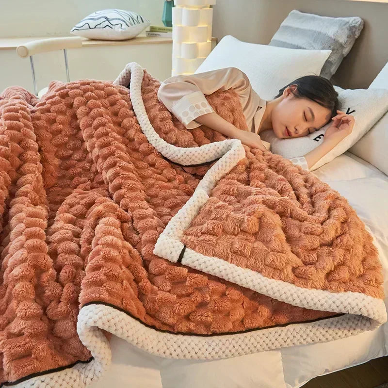 Cozy Flannel Blanket Soft Breathable Warm Throw for Couch and Bed Autumn Comfort
