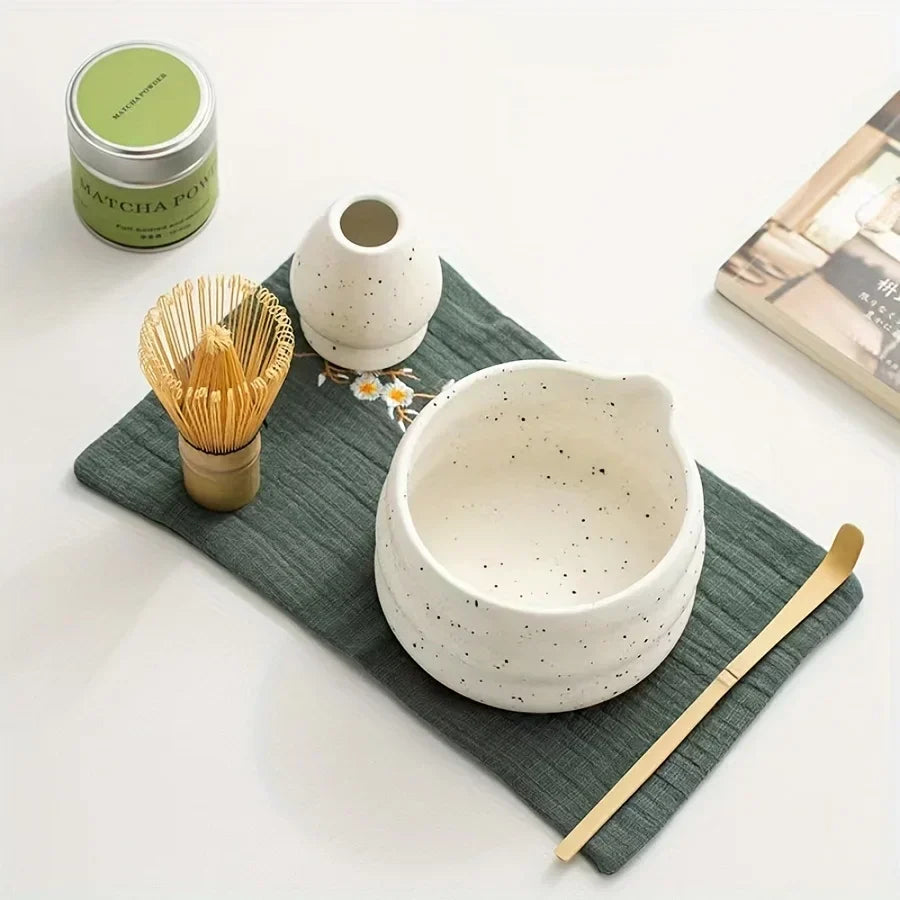 Japanese Ceramic Matcha Tea Bowl 4.5 Inch Traditional Design for Brewing and Serving