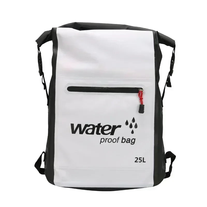 Waterproof Breathable Backpack 25L Roll-Top Closure PVC Mesh for Kayaking Trekking Outdoor Adventures