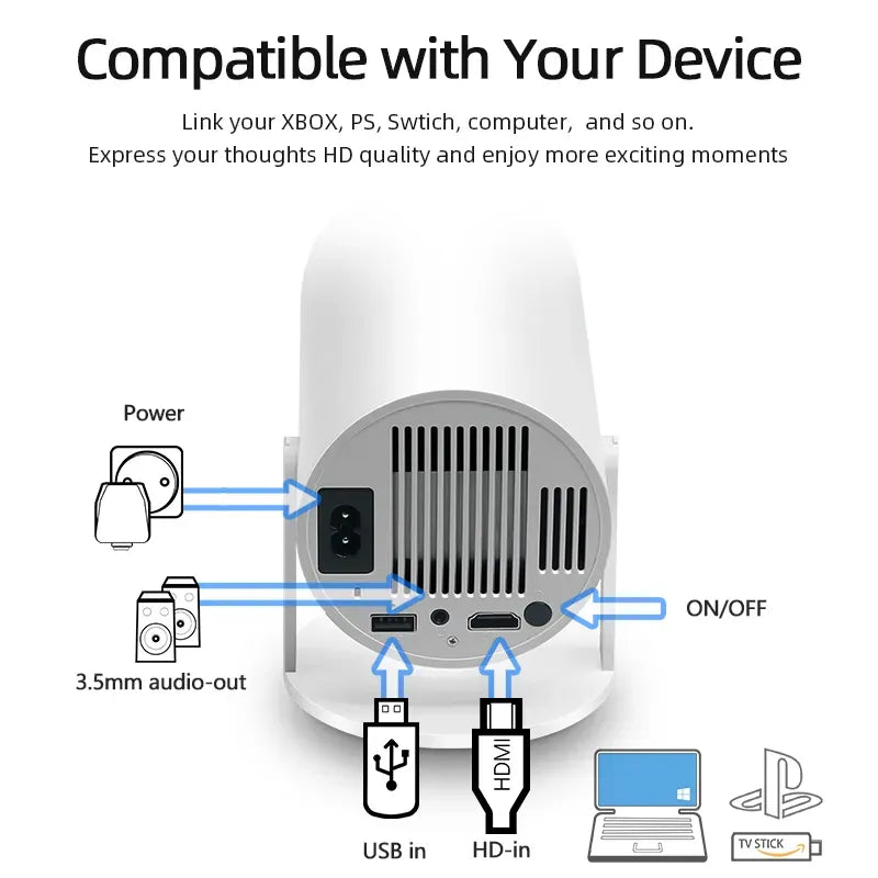 Cinemate 4K Ultra HD Projector Native 720p Resolution Bluetooth HDMI Streaming Compatible