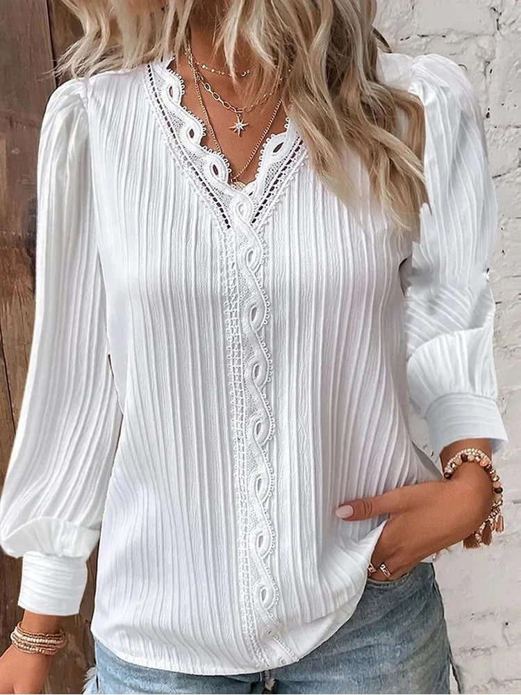 Harrow Sam chiffon casual blouse for women with lace details, lightweight summer top in a relaxed fit.