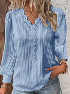 Harrow Sam women's chiffon casual blouse with lace details, lightweight summer top, feminine and stylish for warm weather.