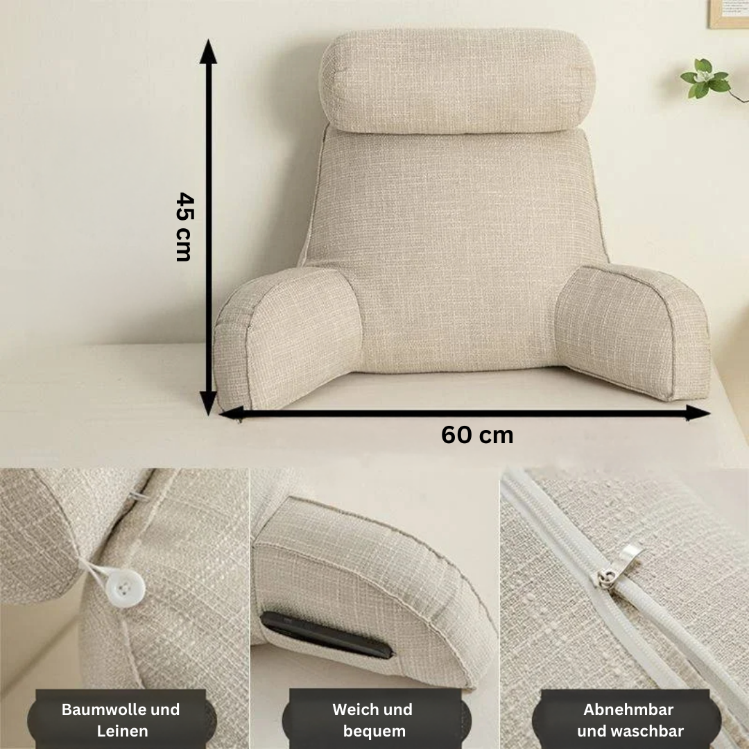Ergonomic Back Cushion with Adjustable Headrest and Soft Armrests for Neck Support