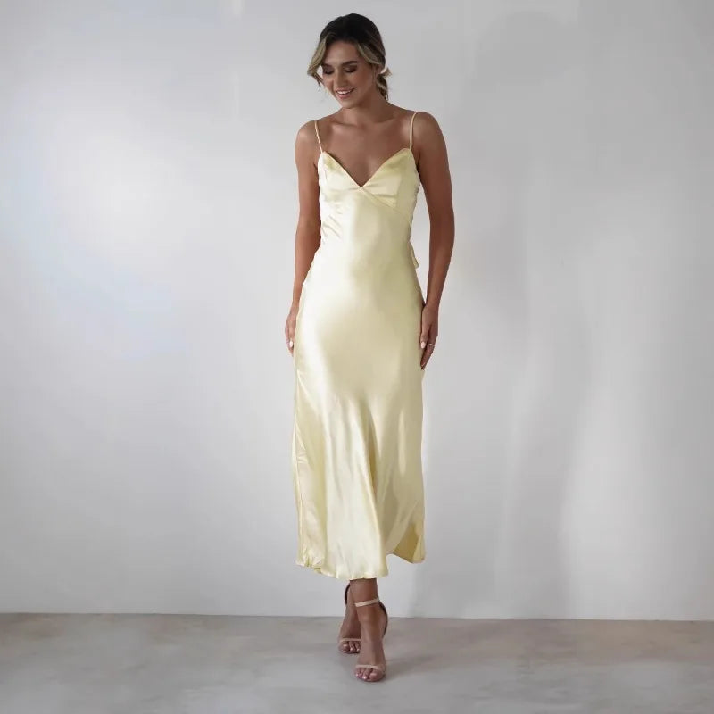 Ziona | Elegant Satin Maxi Dress for Women