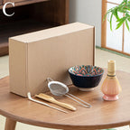 Matcha Tea Set 6-Piece Ceramic and Bamboo Traditional Japanese Green Bowl and Whisk