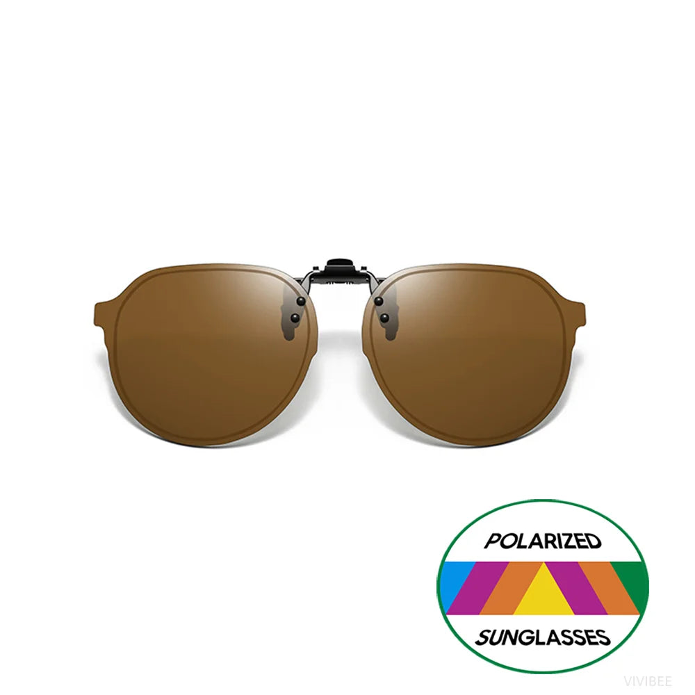 Polarized Clip-On Sunglasses with UV400 Lenses Flip-Up Mechanism Universal Fit for Glasses