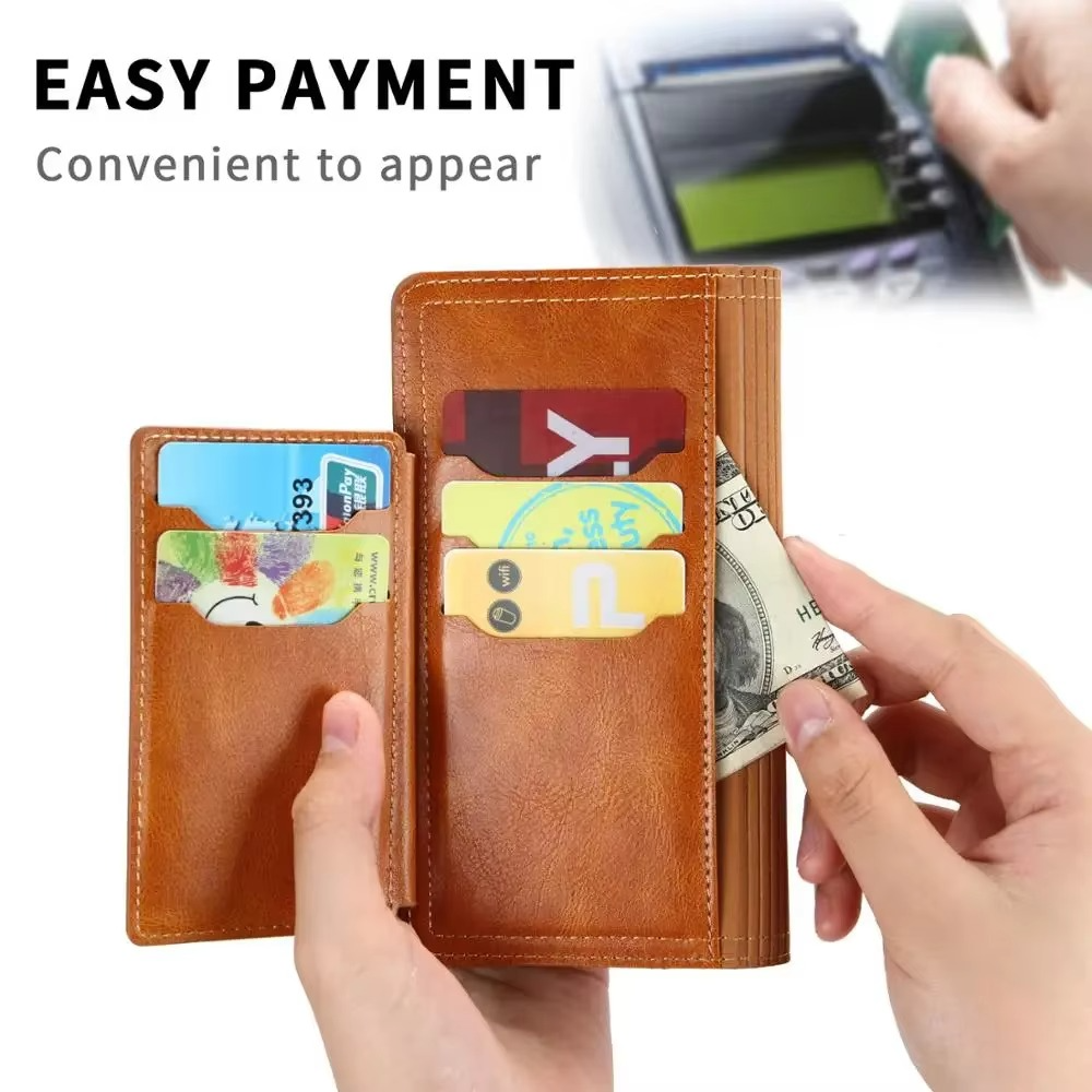 Premium Leather iPhone Flip Wallet Case with Card Slots and Stand Compatible with iPhone 11 to 16 Pro Max