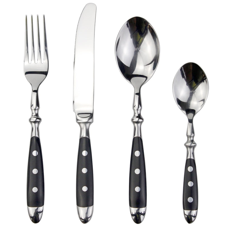 Nietengriff Stainless Steel Cutlery Set with Rivet Handles 4-Piece Fork Knife Spoon Set