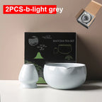 Japanese Ceramic Matcha Bowl Set 550ml Green with Pouring Spout and Whisk Holder for Tea Ceremony