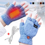 USB Rechargeable Heated Gloves Warm Wave Technology Unisex Knitted Winter Gloves One Size