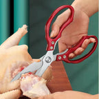 Japanese Stainless Steel Kitchen Scissors Shears with Ergonomic Aluminum Alloy Grip Red 23cm