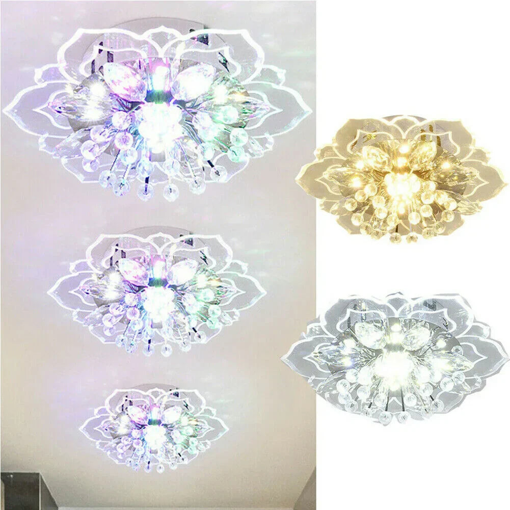 9W LED Colorful Crystal Flower Chandelier Modern Acrylic Ceiling Light for Living Room Bedroom