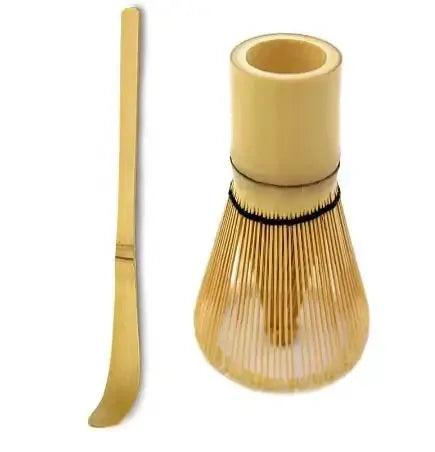 Traditional Matcha Tea Set Bamboo and Ceramic Green Includes Bowl Whisk Scoop Sifter