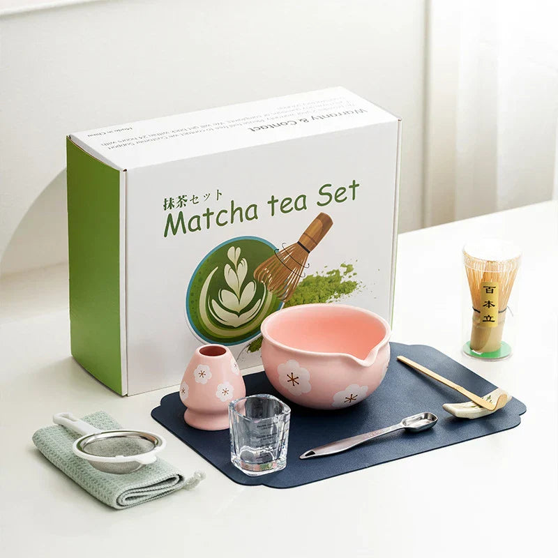 Japanese Matcha Tea Set 10-Piece Bamboo and Ceramic Traditional Japanese Tea Ceremony Kit