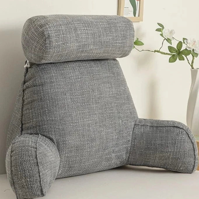 Ergonomic Back Cushion with Adjustable Headrest and Soft Armrests for Neck Support