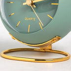 Minimalist Scandinavian Desk Clock Silent Quartz Movement Glowing Hands Metal Plastic Compact Design