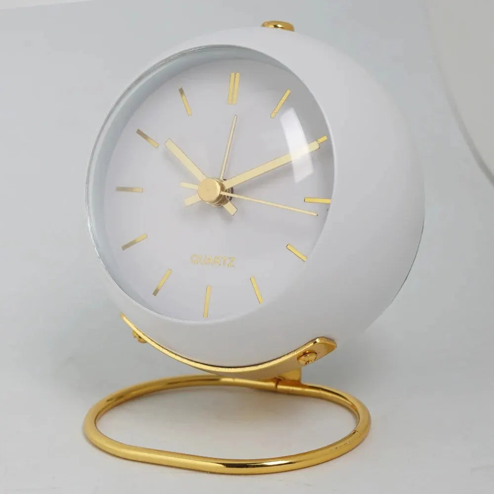Minimalist Scandinavian Desk Clock Silent Quartz Movement Glowing Hands Metal Plastic Compact Design