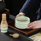 Matcha Tea Set Bamboo and Ceramic Traditional Japanese Whisk Bowl Scoop Eco-Friendly