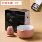 Japanese Ceramic Matcha Bowl Set 550ml Green with Pouring Spout and Whisk Holder for Tea Ceremony