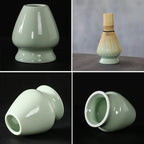 Matcha Tea Set Bamboo and Ceramic Traditional Japanese Whisk Bowl Scoop Eco-Friendly
