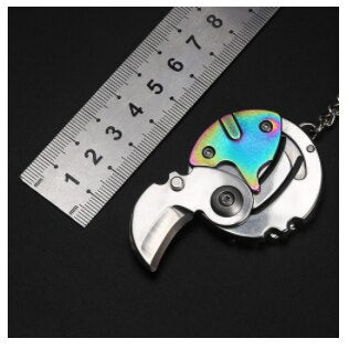 Mini Hiking Survival Keychain Tool Metal Compact with Knife Saw Fire Starter Compass