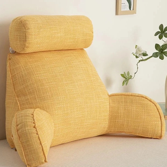 Ergonomic Back Cushion with Adjustable Headrest and Soft Armrests for Neck Support
