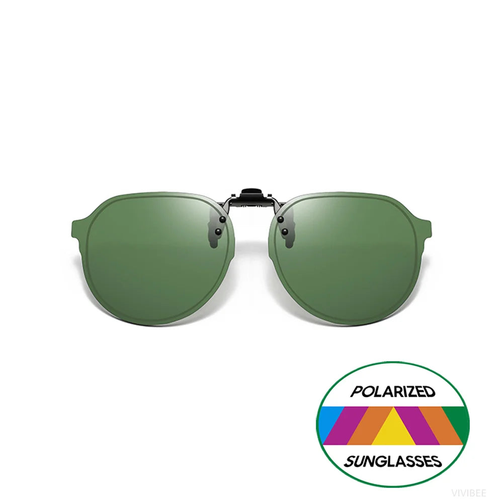 Polarized Clip-On Sunglasses with UV400 Lenses Flip-Up Mechanism Universal Fit for Glasses