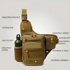 Multi-Pocket Compact Hiking Chest Bag 600D Oxford Nylon Water Resistant Crossbody Shoulder Bag