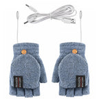 USB Rechargeable Heated Gloves Knitted Fabric One Size Fits Most Adjustable Heat Levels