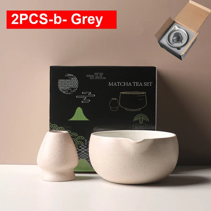 Japanese Ceramic Matcha Bowl Set 550ml Green with Pouring Spout and Whisk Holder for Tea Ceremony