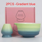Matcha Tea Gift Set Bamboo and Ceramic Tea Making Kit 2 or 7 Pieces Natural Finish