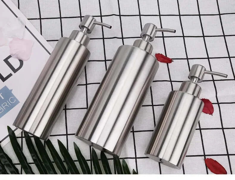 Elegant Stainless Steel Hand Pump Soap Dispenser Refillable Glossy Finish 250ml 350ml 550ml