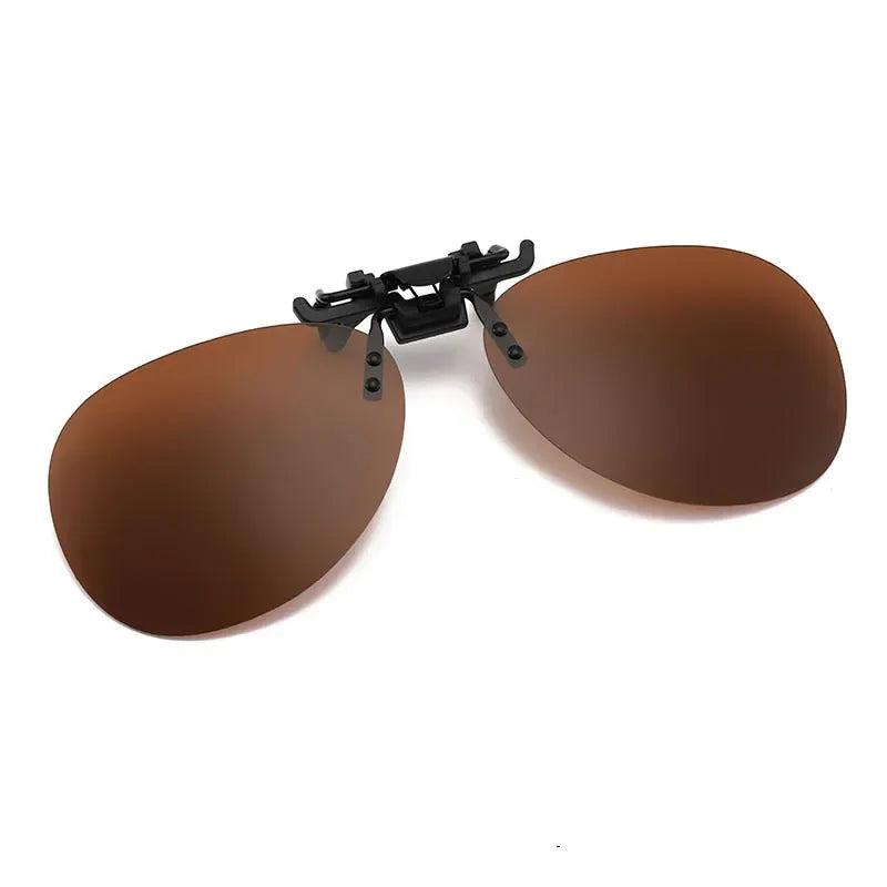 Polarized Clip-On Sunglasses Metal Vintage Square Frame UV400 Lens Glare Protection