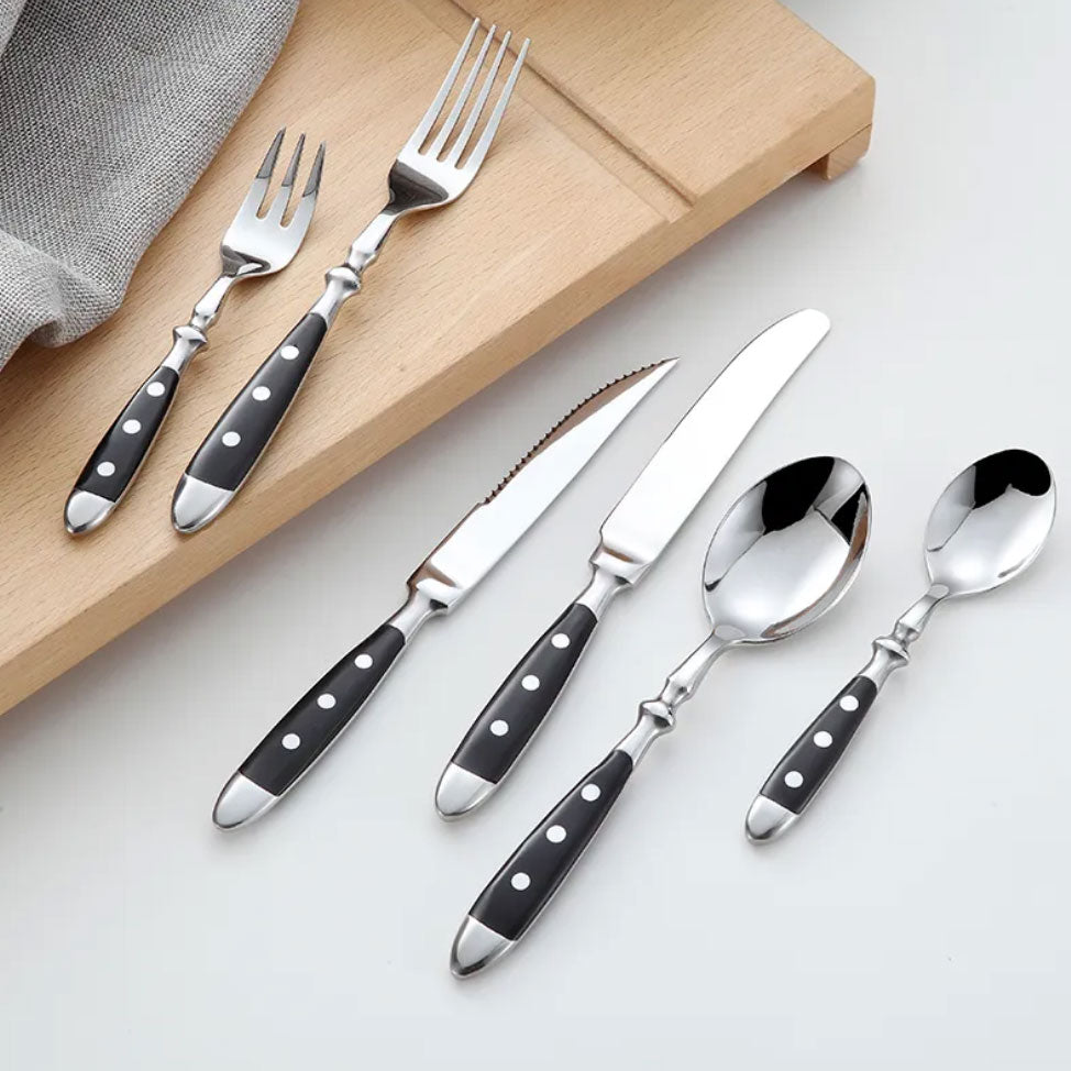 Nietengriff Stainless Steel Cutlery Set with Rivet Handles 4-Piece Fork Knife Spoon Set